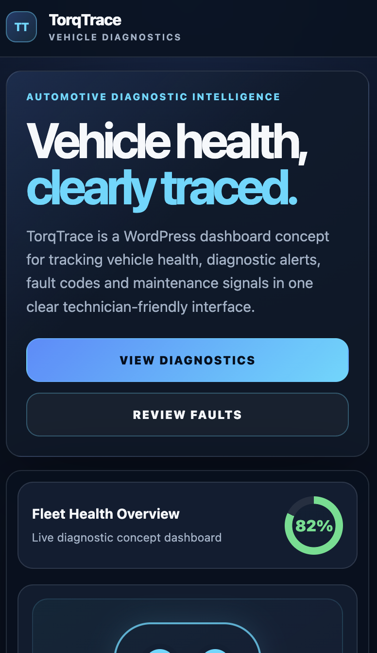 TorqTrace mobile dashboard hero